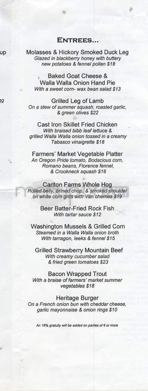 The Country Cat - Portland, OR menu_pic