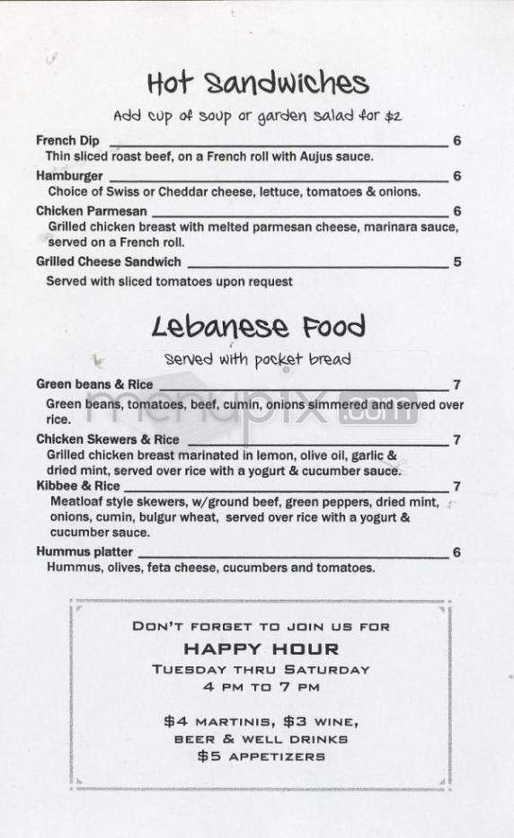 The Empire Room - Portland, OR menu_pic