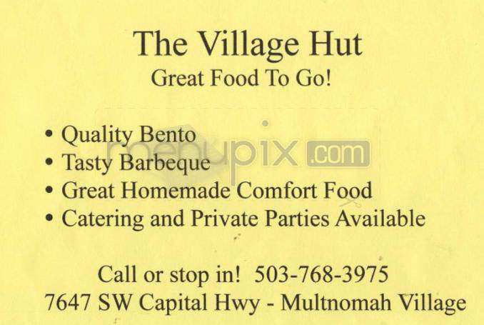 The Village Hut - Portland, OR menu_pic