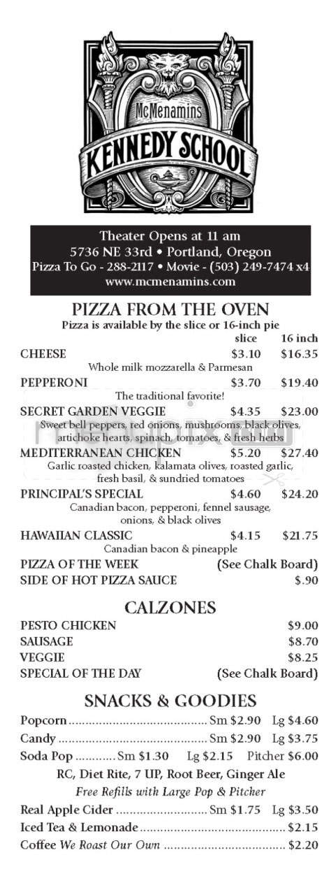 McMenamin's Theater Pubs - Portland, OR menu_pic