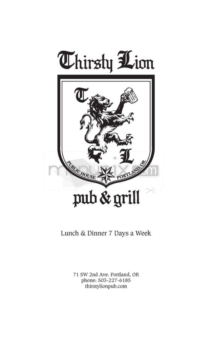 Thirsty Lion - Portland, OR menu_pic
