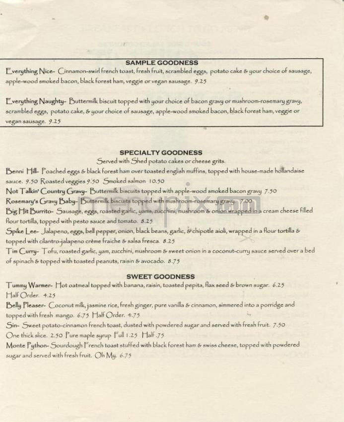 Tin Shed Cafe - Portland, OR menu_pic