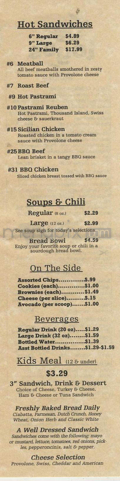 Togo's Sandwiches - Chowchilla, CA menu_pic