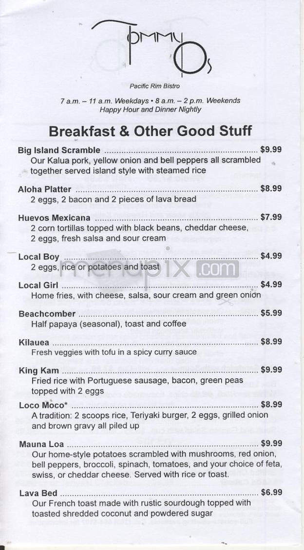 Tommy O's Aloha Cafe - Vancouver, WA menu_pic