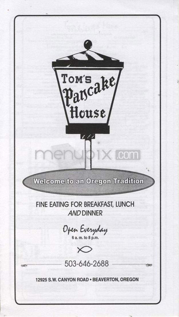 Tom's Pancake House - Beaverton, OR menu_pic