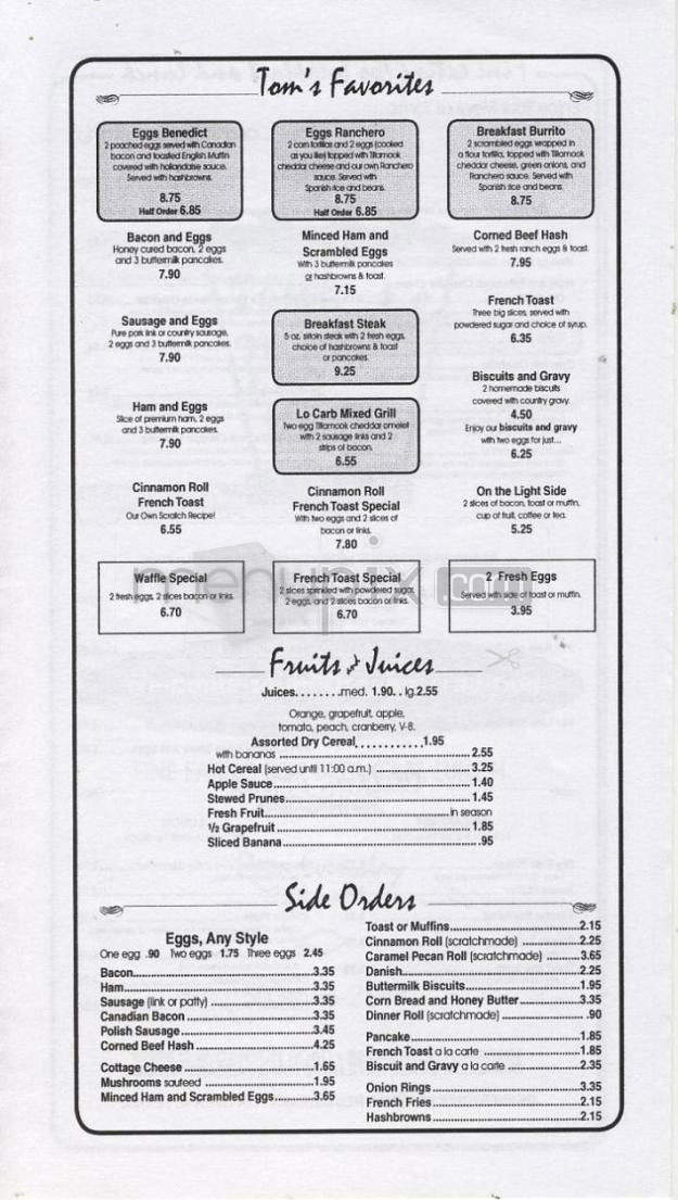 Tom's Pancake House - Beaverton, OR menu_pic
