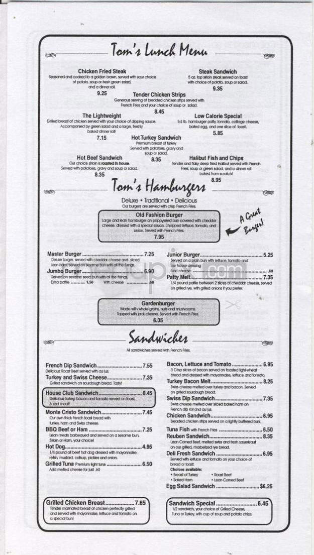 Tom's Pancake House - Beaverton, OR menu_pic