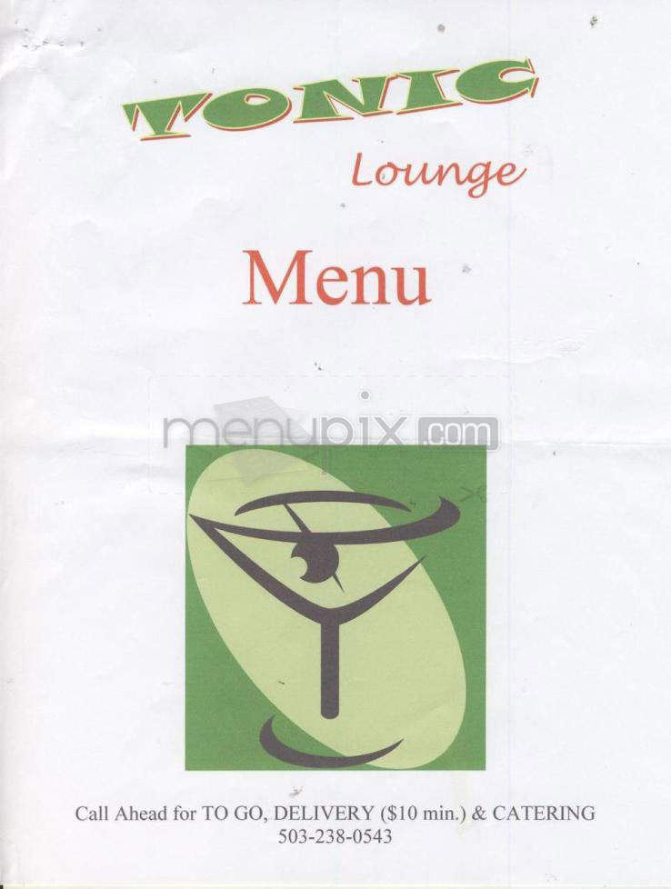Tonic Lounge - Portland, OR menu_pic