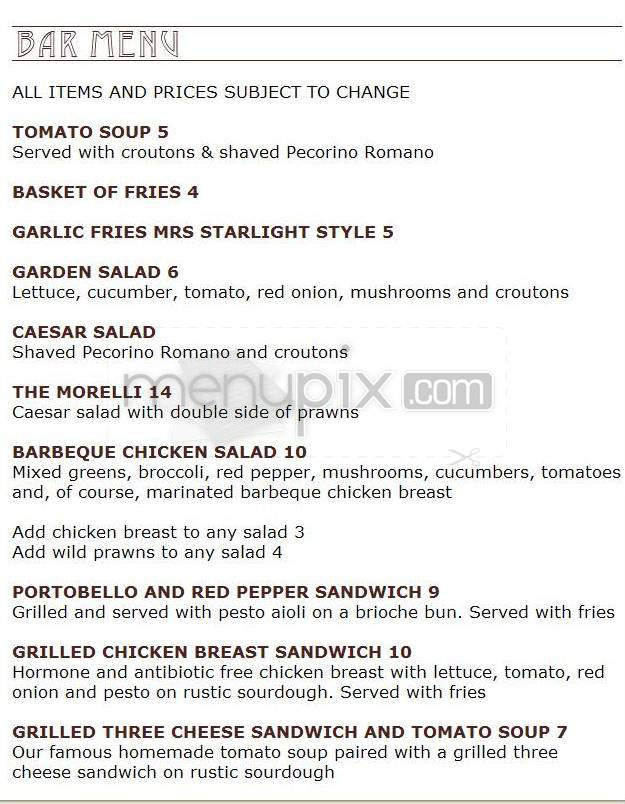 Tony Starlight's - Portland, OR menu_pic