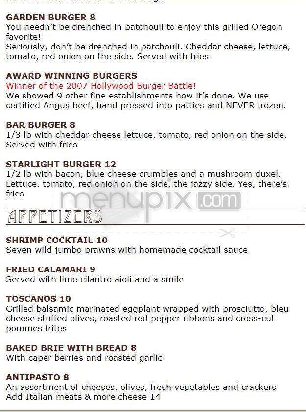 Tony Starlight's - Portland, OR menu_pic