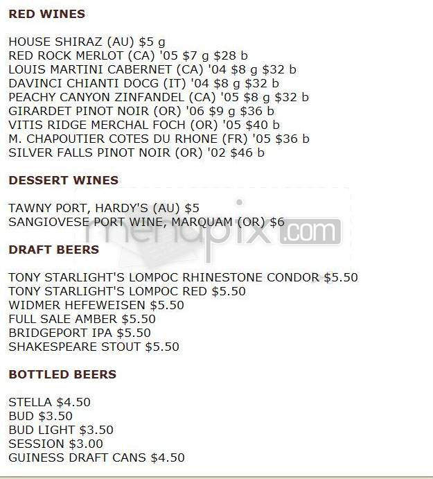 Tony Starlight's - Portland, OR menu_pic