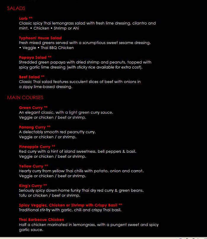 Typhoon - Portland, OR menu_pic