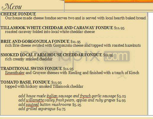 Urban Fondue - Portland, OR menu_pic
