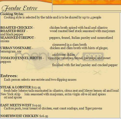 Urban Fondue - Portland, OR menu_pic