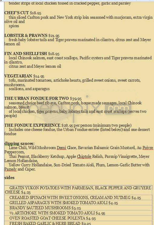 Urban Fondue - Portland, OR menu_pic