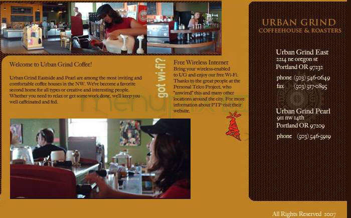 Urban Grind Coffee House - Portland, OR menu_pic