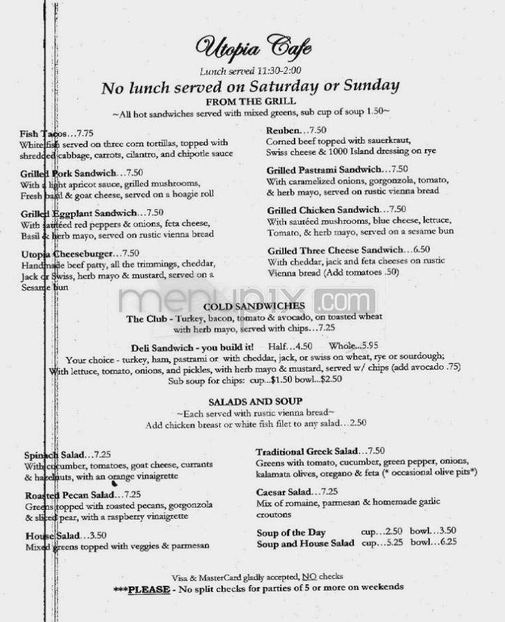 Utopia Cafe - Portland, OR menu_pic