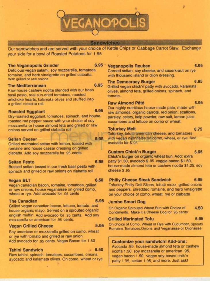 Veganopolis - Portland, OR menu_pic