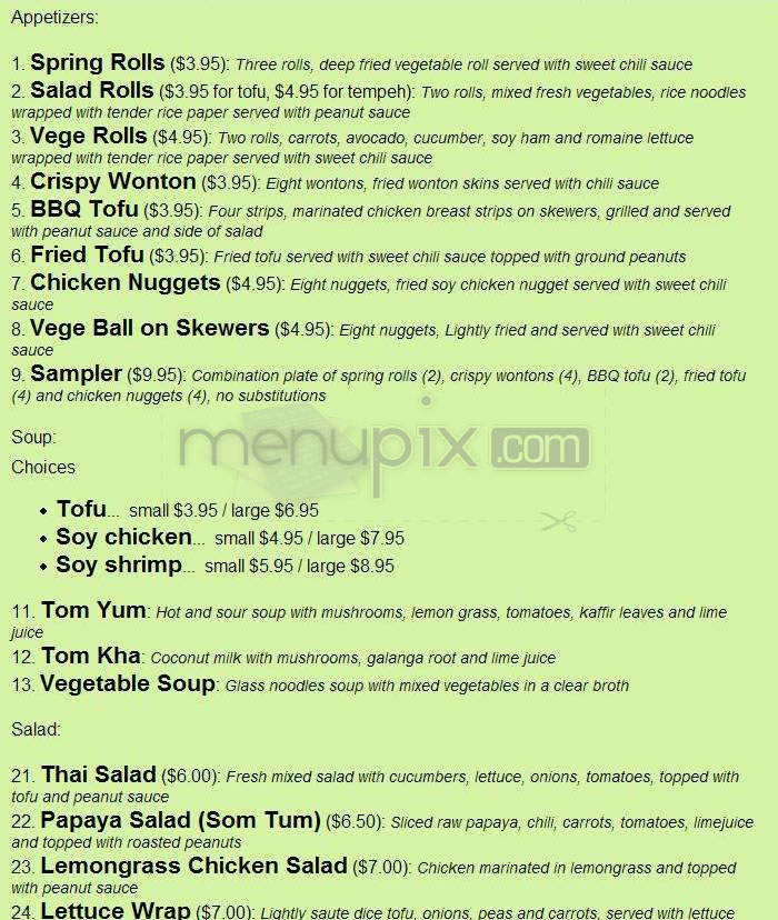 Vege Thai - Portland, OR menu_pic