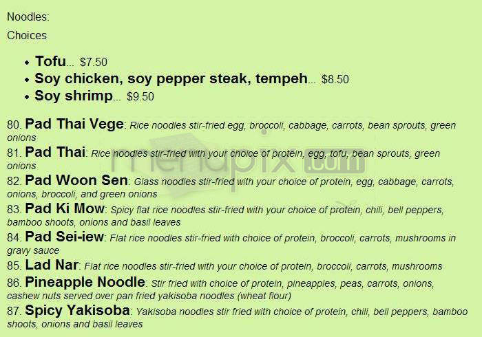 Vege Thai - Portland, OR menu_pic