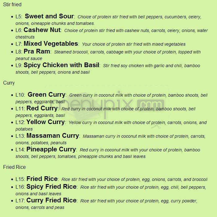 Vege Thai - Portland, OR menu_pic
