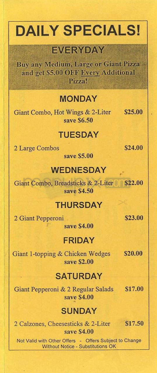 Vinnie's Pizza - Portland, OR menu_pic