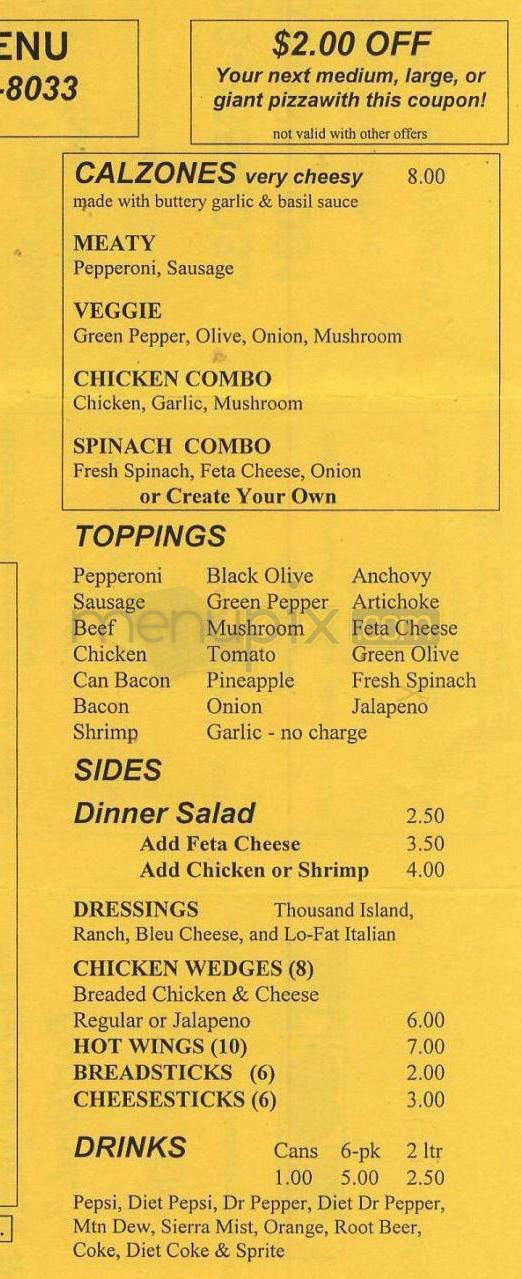 Vinnie's Pizza - Portland, OR menu_pic