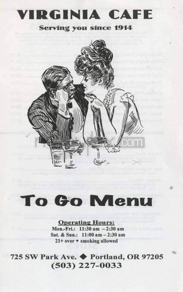 Virginia Cafe - Portland, OR menu_pic
