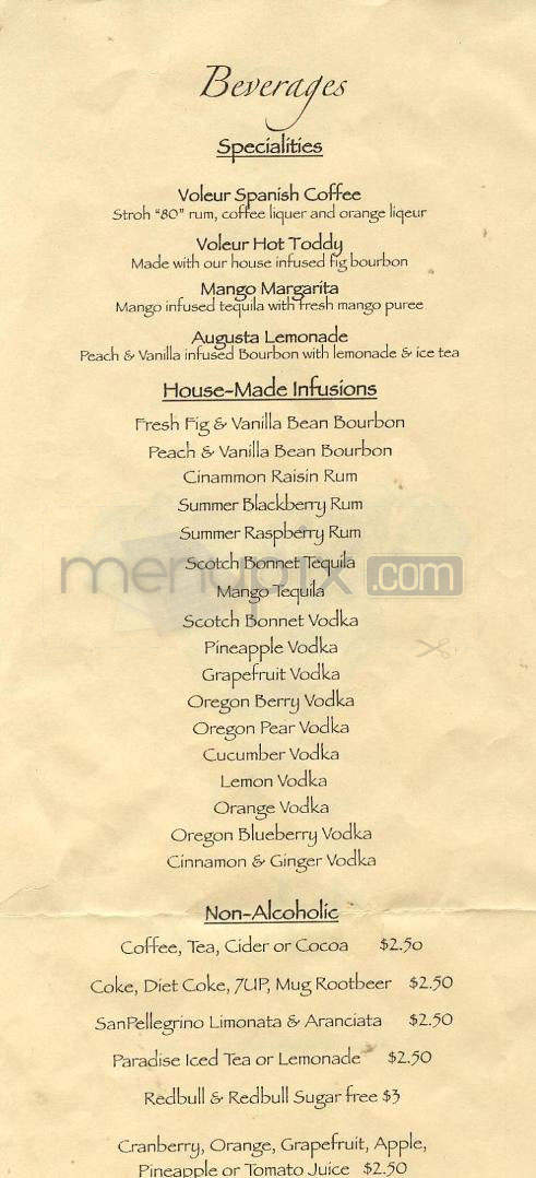 Voleur Restaurant - Portland, OR menu_pic