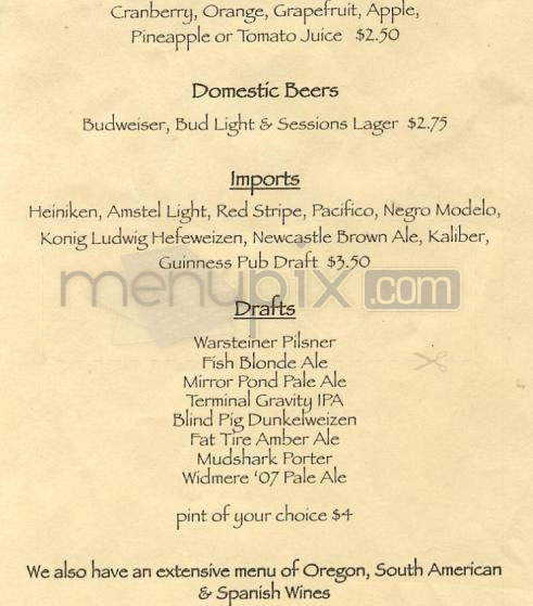 Voleur Restaurant - Portland, OR menu_pic