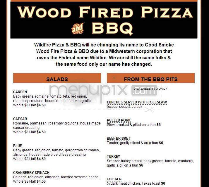 Good Smoke Wood Fire Pizza and BBQ - Portland, OR menu_pic