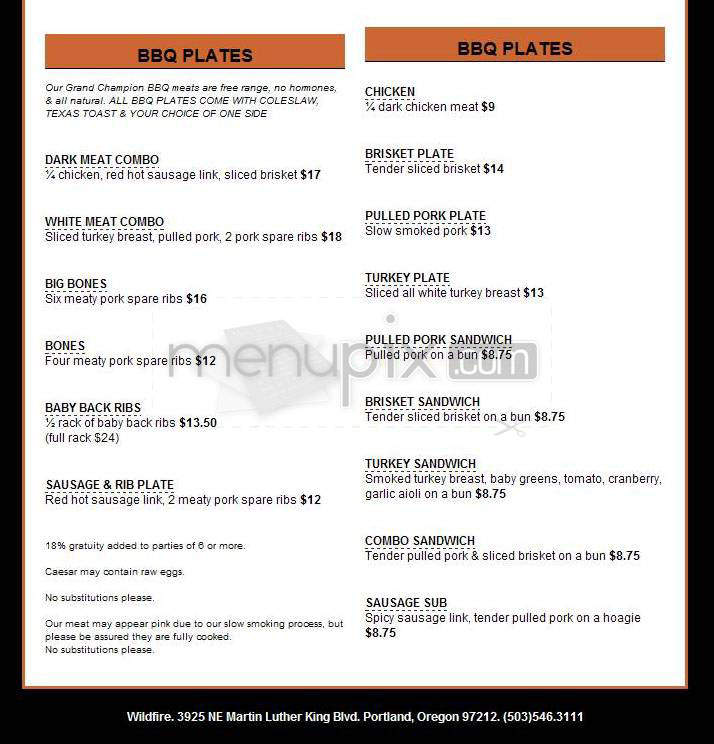 Good Smoke Wood Fire Pizza and BBQ - Portland, OR menu_pic