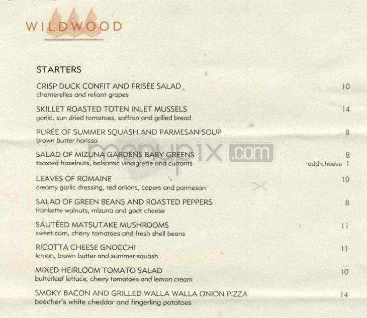 Wildwood Restaurant & Bar - Portland, OR menu_pic