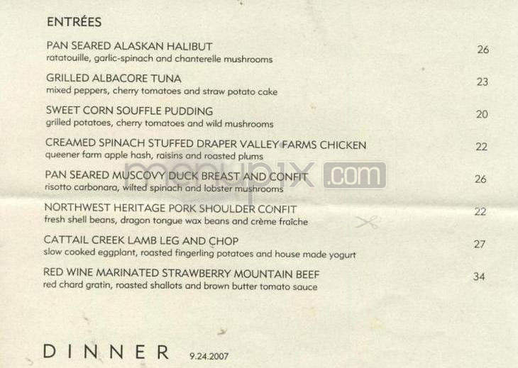 Wildwood Restaurant & Bar - Portland, OR menu_pic