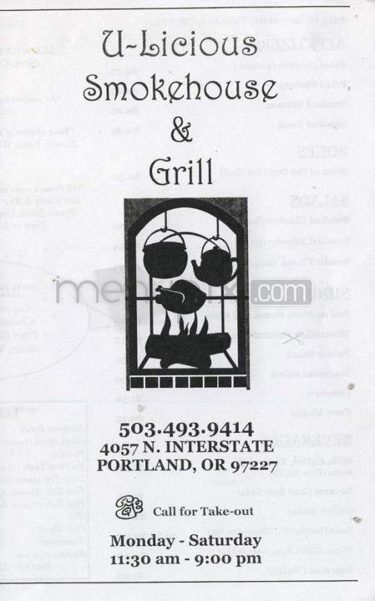 U-licious Smokehouse & Grill - Portland, OR menu_pic
