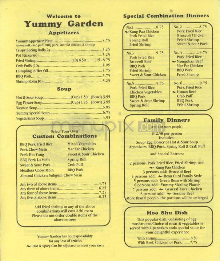 Yummy Garden - Portland, OR menu_pic