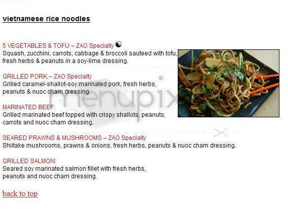 Zao Noodle Bar - Portland, OR menu_pic