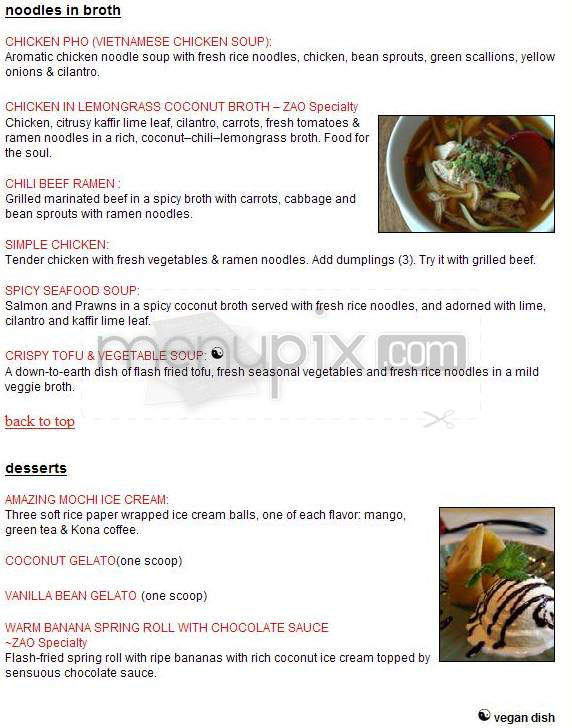 Zao Noodle Bar - Portland, OR menu_pic