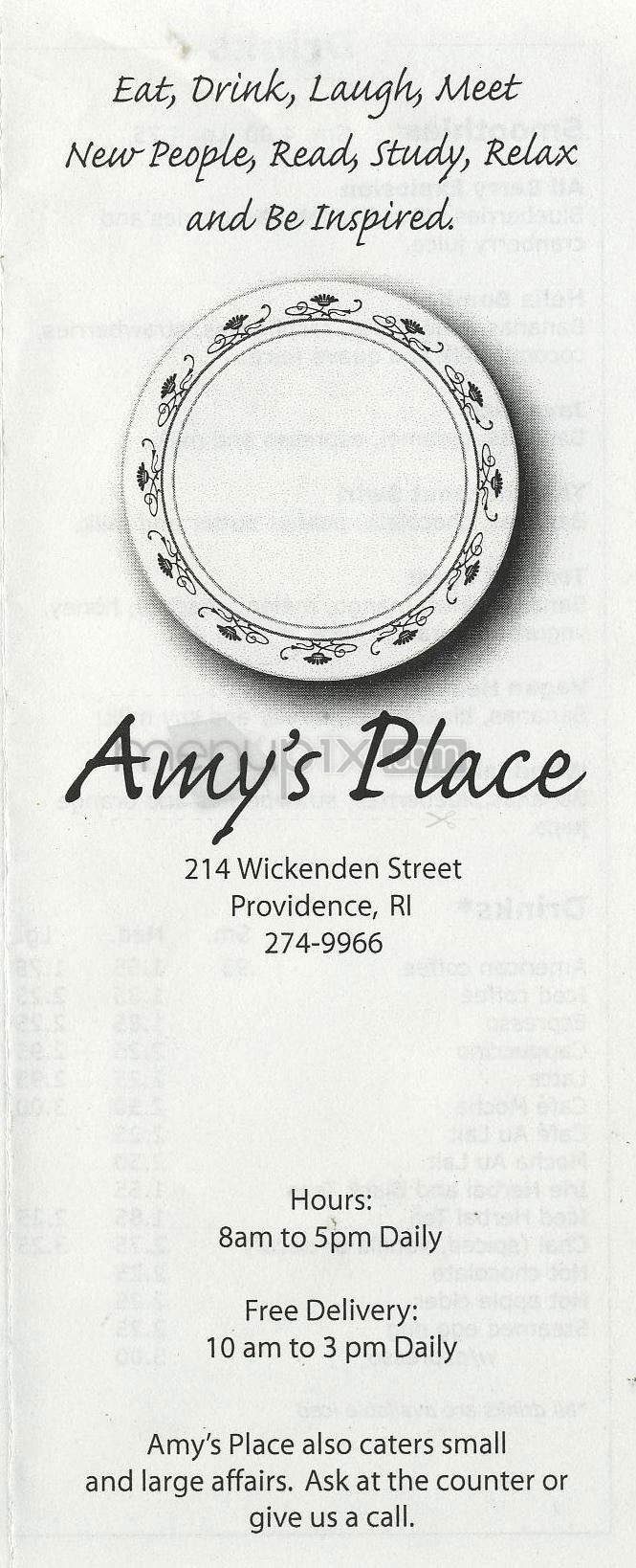 Amy's Place - Providence, RI menu_pic