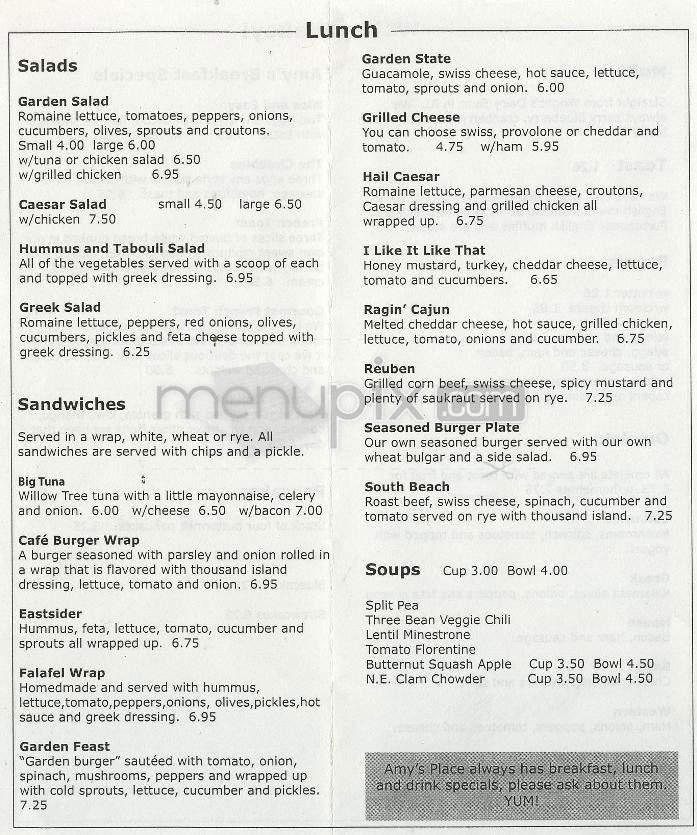 Amy's Place - Providence, RI menu_pic