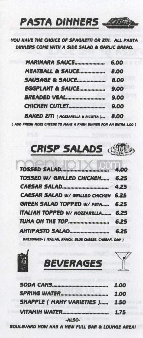 Boulevard Pizza & Pub - Cranston, RI menu_pic