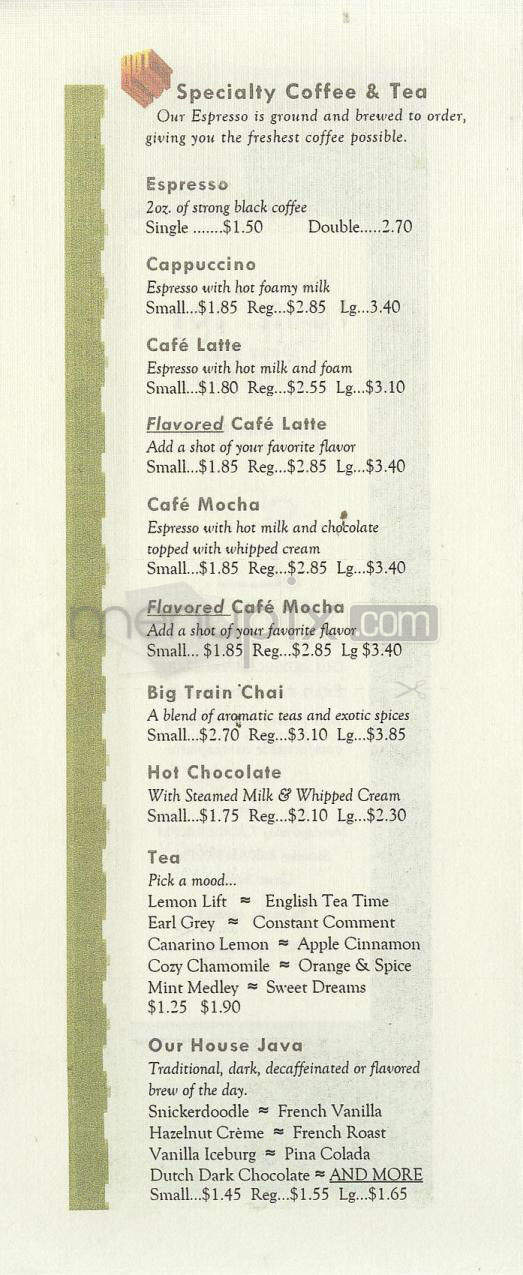 Cafe 101 - Providence, RI menu_pic