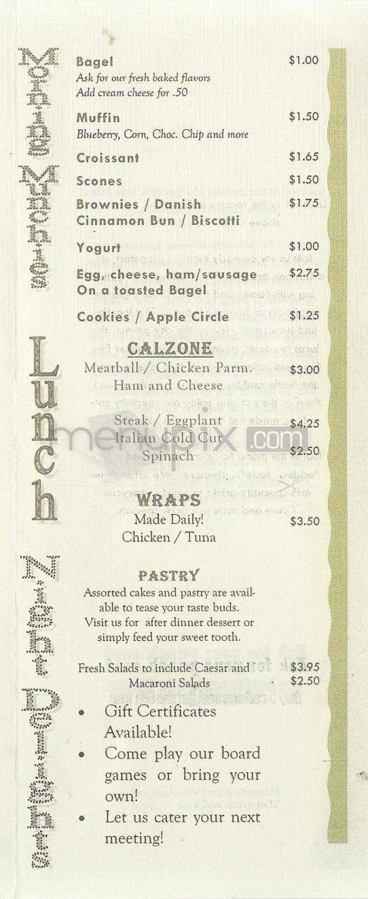 Cafe 101 - Providence, RI menu_pic