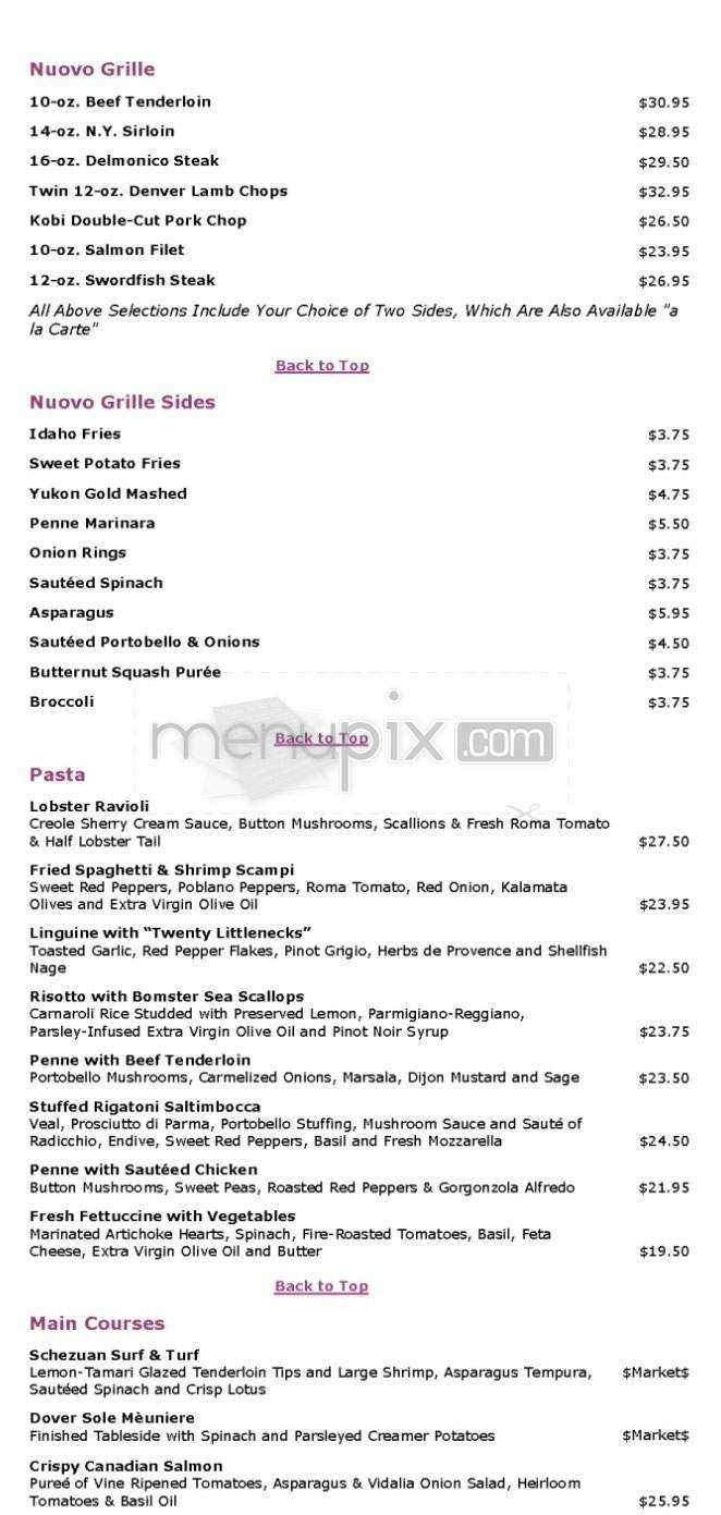 Cafe Nuovo - Providence, RI menu_pic