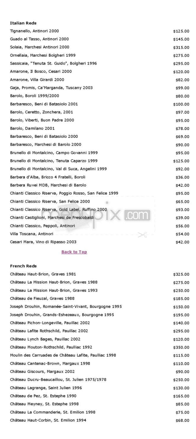 Cafe Nuovo - Providence, RI menu_pic