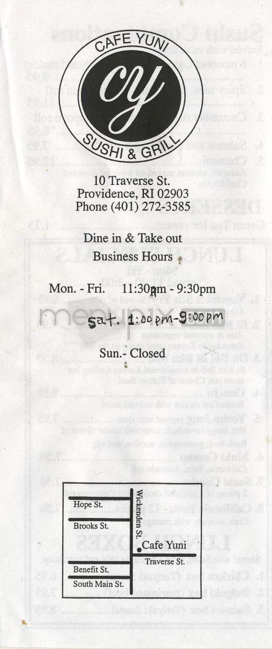 Cafe Yuni - Providence, RI menu_pic