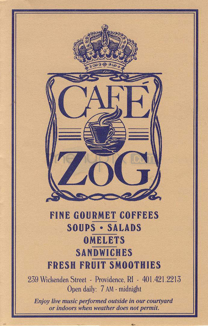 Cafe Zog - Providence, RI menu_pic