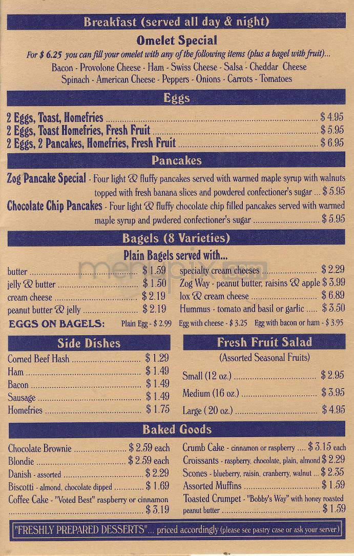Cafe Zog - Providence, RI menu_pic