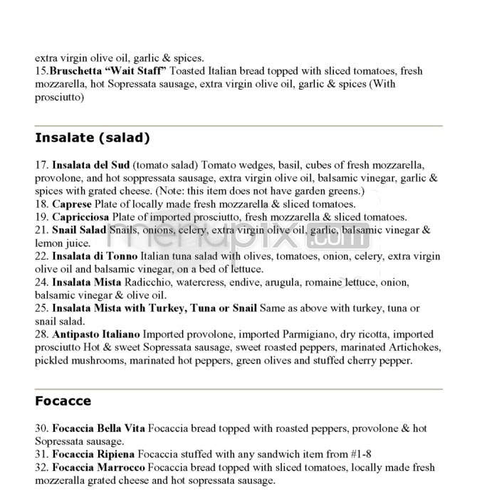 Caffe Dolce Vita - Providence, RI menu_pic