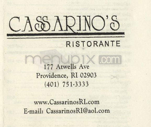 Cassarino's Restaurant - Providence, RI menu_pic